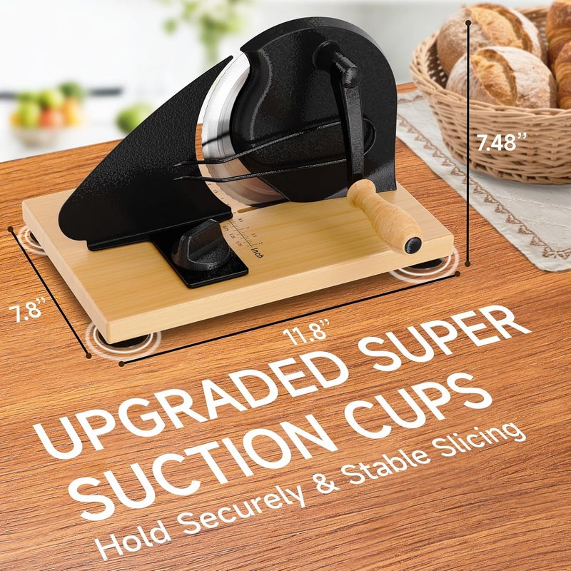 Voltironix Upgrade Manual Bread Slicer for Homemade Sourdough Bread, Adjustable Thickness with Stainless Steel Serrated Blade, Even Slicing Guide, Non-Slip Suction Cups – Ideal for Home Kitchens and Bakeries - Image 3